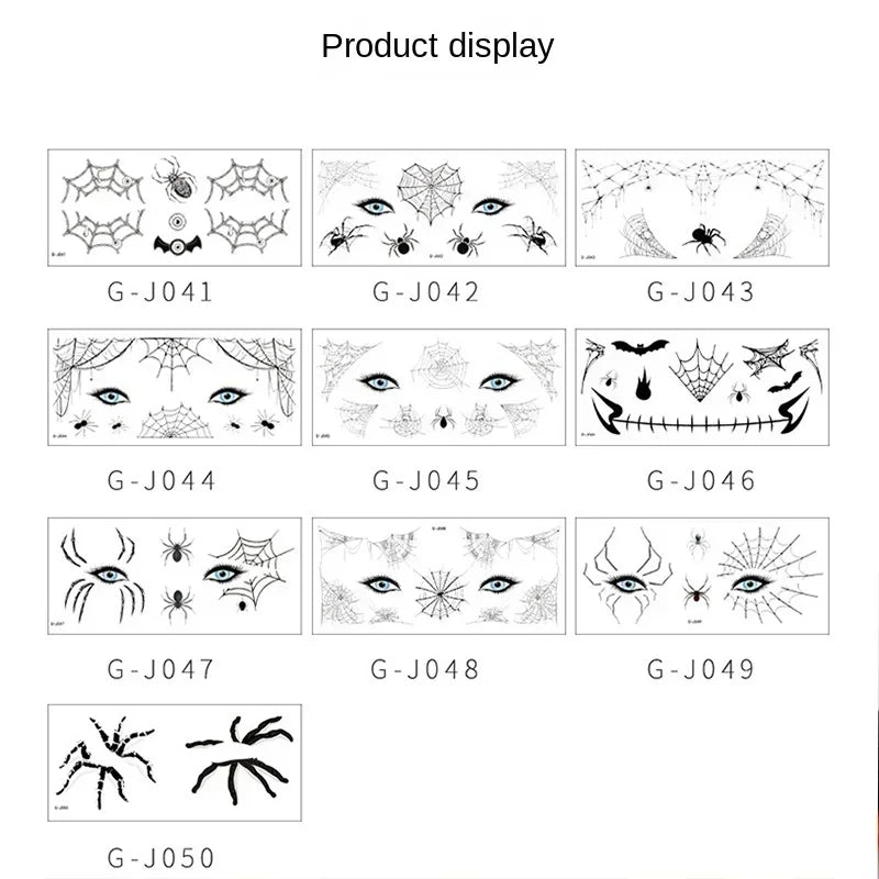 10-100PCS Halloween Scary Spider Face Tattoo Black Bat Design Temporary Body Art Sticker for Kids Adults One Time Use Waterproo Vue
