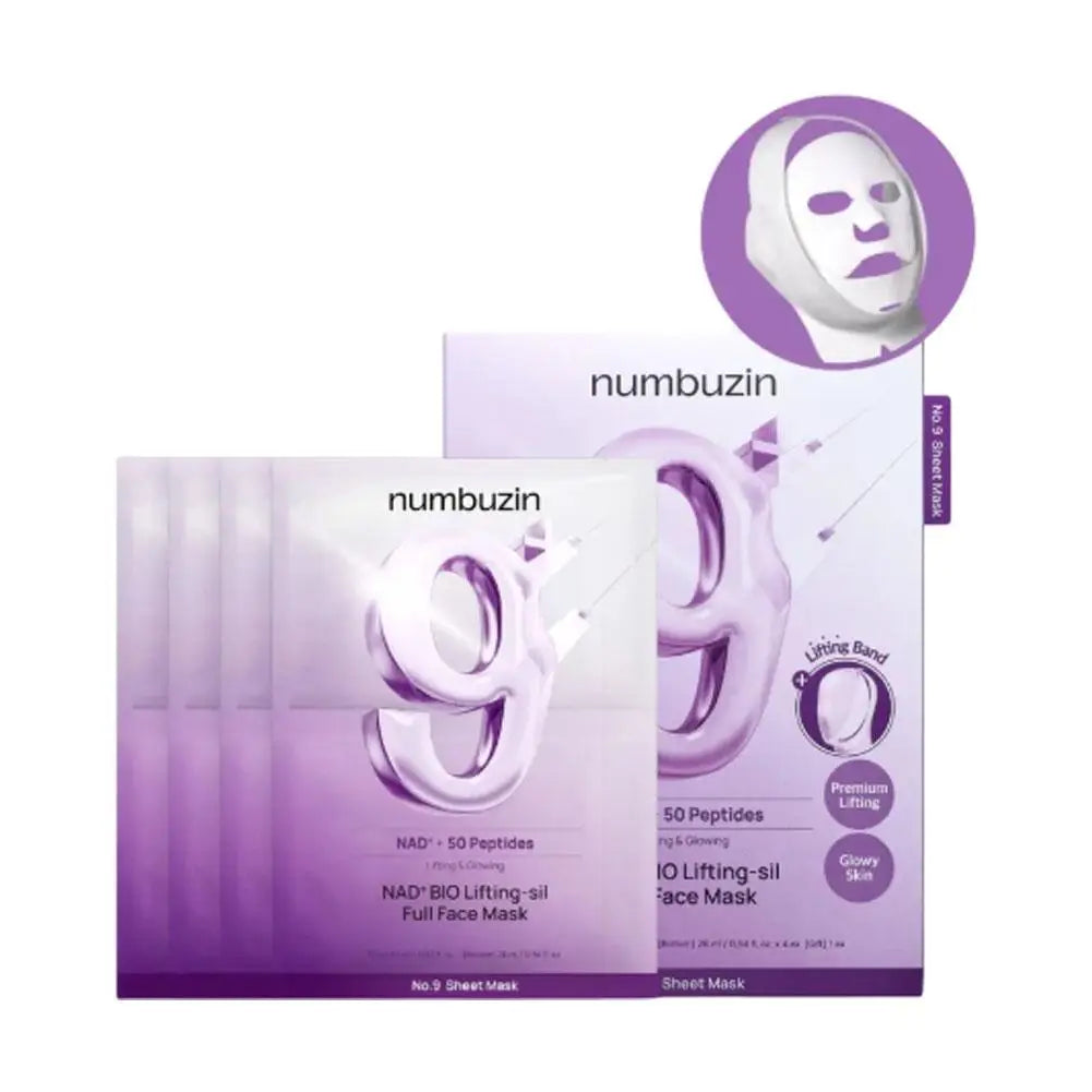 No.9 NAD+ BIO Lifting-sil Full Face Mask Numbuzin Enhanced Entire Face Elasticity Brand Mask Reduce Wrinkle Collagen Firm Mask Vue 1box