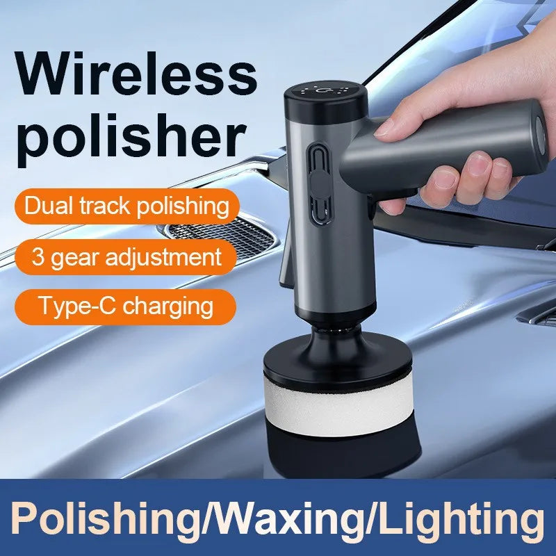 Car Polisher Handheld Wireless Polisher Car Polishing Waxing Machine Power Tool for Car Body Cleanig Waxing Repair Vue GRAY