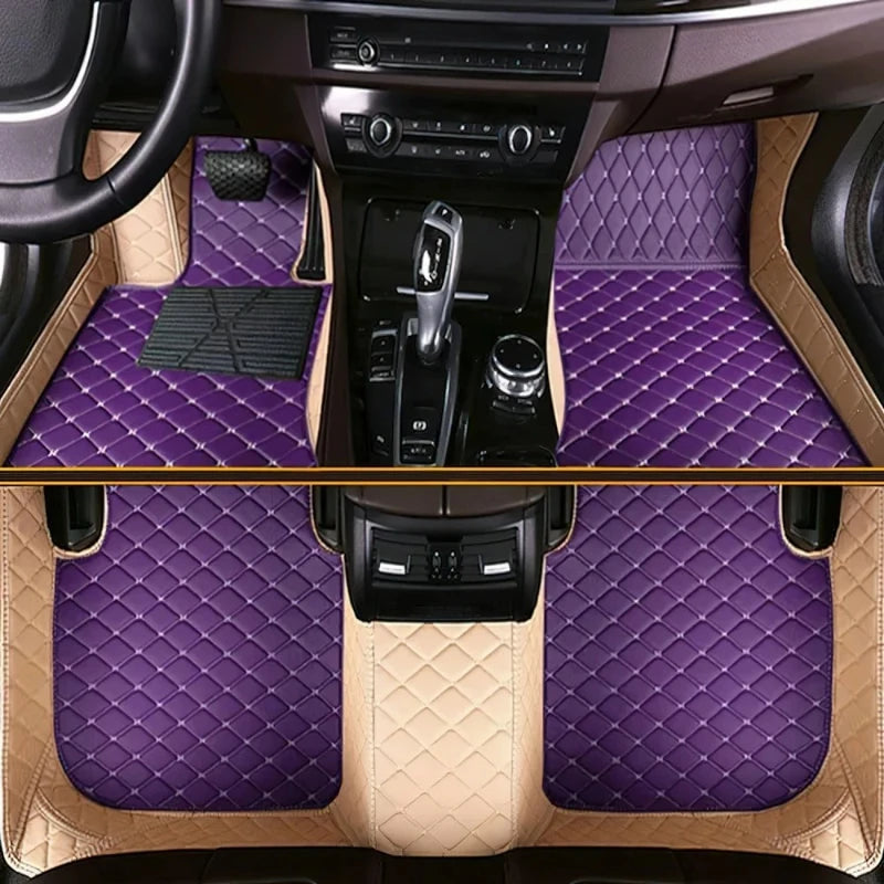 Custom Car Floor Mats for Mercedes Benz GLC AMG GLC/Coupe GLC300 350e 2016-2025 All Weather Interior Accessories Leather Vue Purple beige GLC 2024-2025