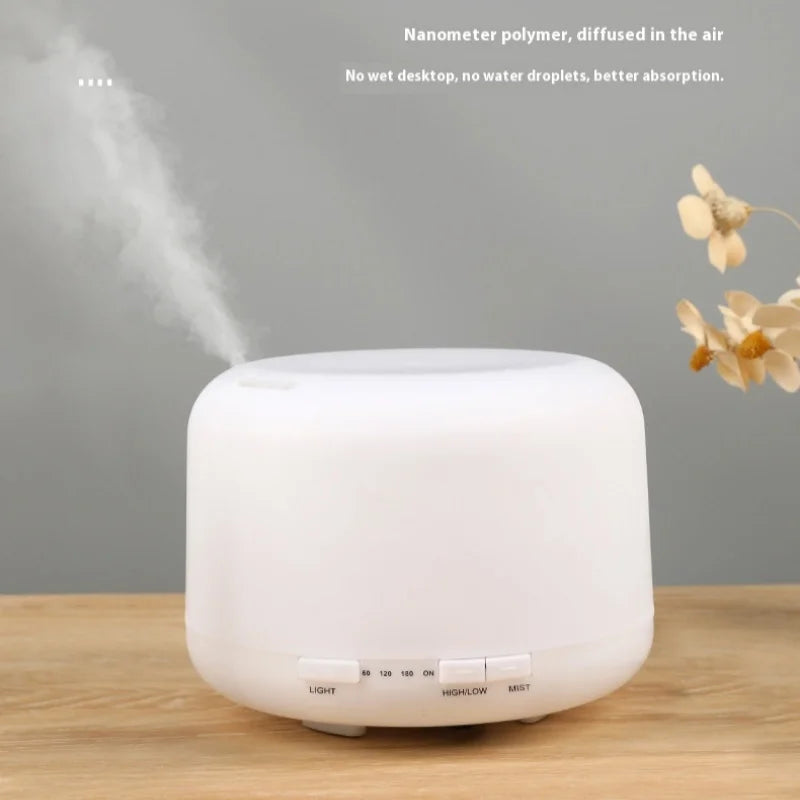 500ML Air Humidifier Essential Oil Diffuser with 7 Color LED Lights Quiet Cool Mist Diffuser for Bedroom Living Room Office Vue WHITE
