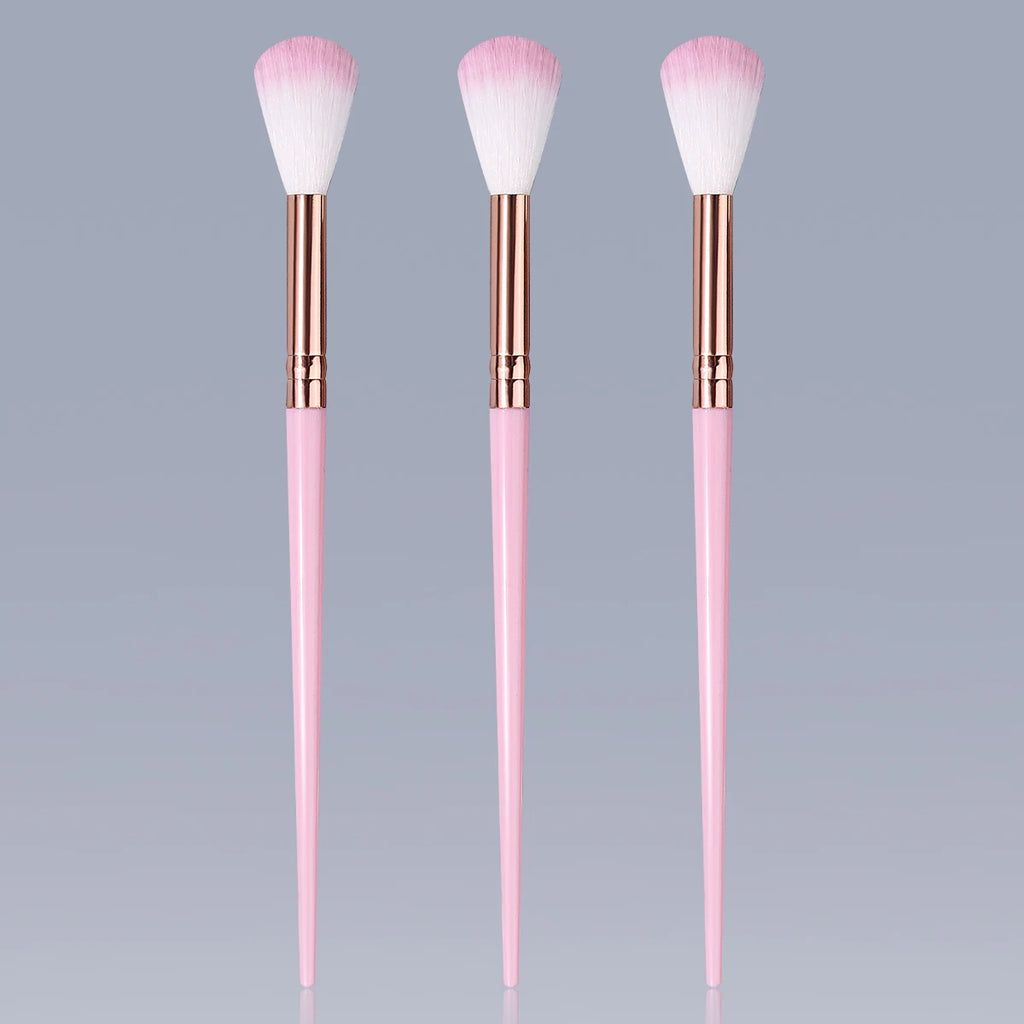 3PCS Gradient hair Highlighter Makeup Brushes, Pink Long Handle Rose Gold Ferrule Precision Powder Brush Free Shipping Precise H Vue