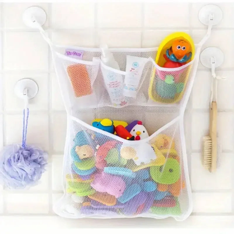 vvocci Bathroom Organizer Baby Toy White Baby Kids Mesh Storage Shower Bath Toys With Strong Suction Cups Toy Bag Net Vue B225 White