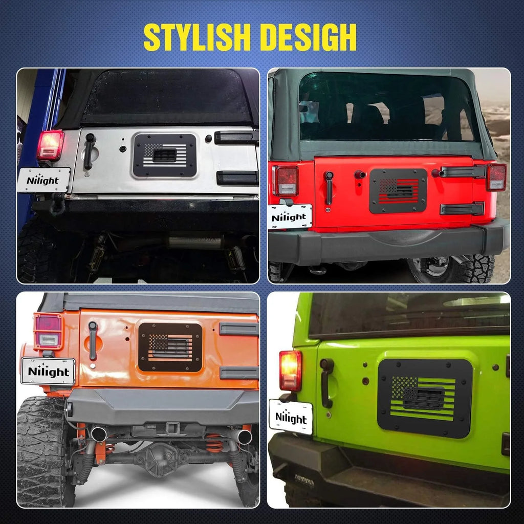 Nilight Spare Tire Carrier Delete Filler Plate Tailgate Vent-Plate Cover Exterior Accessories for 2007-2017 Wrangler JK & Unlimited Vue