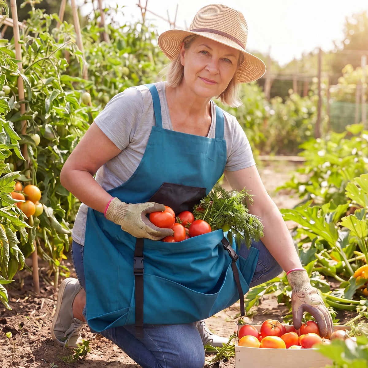 Gardening Harvest Apron – Waterproof Canvas & Deep Pouch Gardening Work Apron Vue
