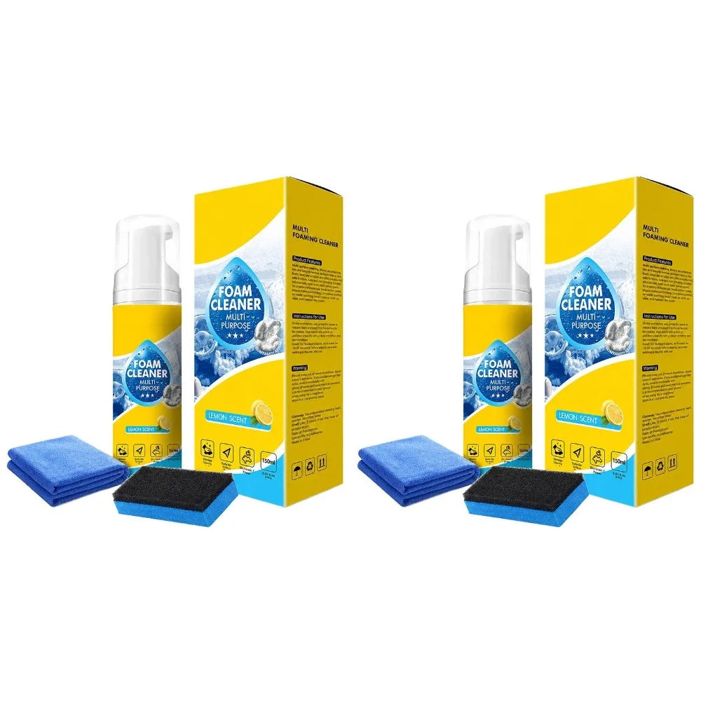 Lemon Scent Rinse-free Eliminate Odors Cleaner Strong Decontamination Interior Leather Seat Spray Multi-Purpose Car Foam Cleaner Vue 2pcs