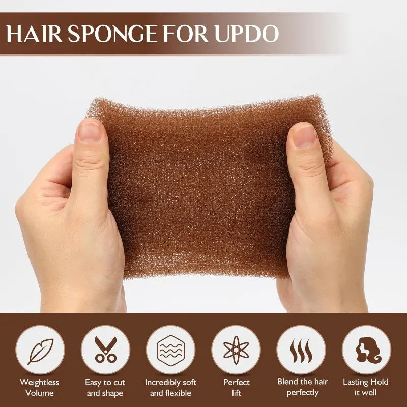 Incremental Hair Volume Sponge Invisible Volume Enhancer Hair Styling Sponge with U Shape Hair Clip Soft Foam Padding Tool Vue
