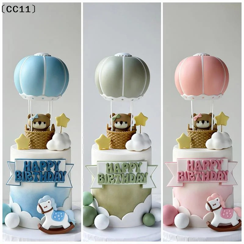 Blue Pink Air Balloon Cake Topper Gender Reveal Party Decoration Kids