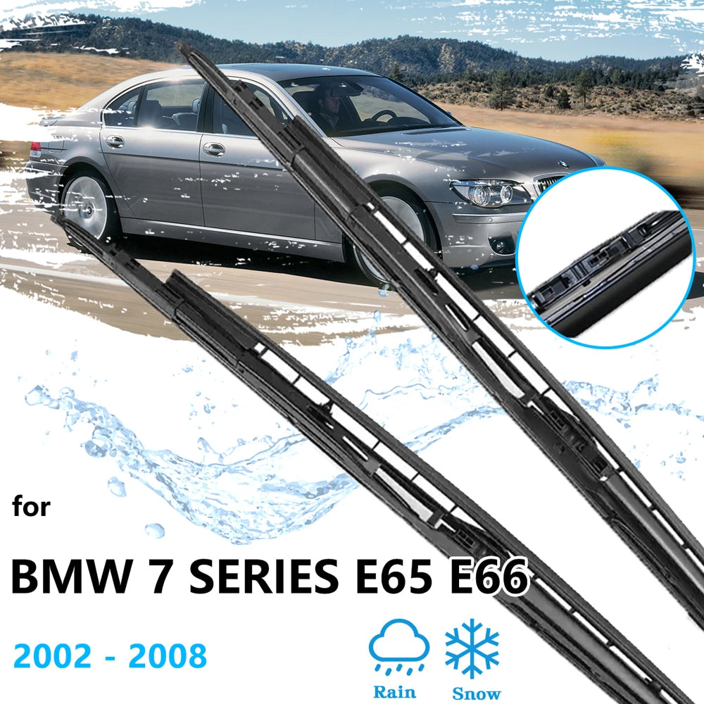 25"+25" Front Wiper Blades For BMW 7 Series E65 E66 2002~2008 Windshield Cleaning Rubber Brushes Replacement Parts Accessories Vue