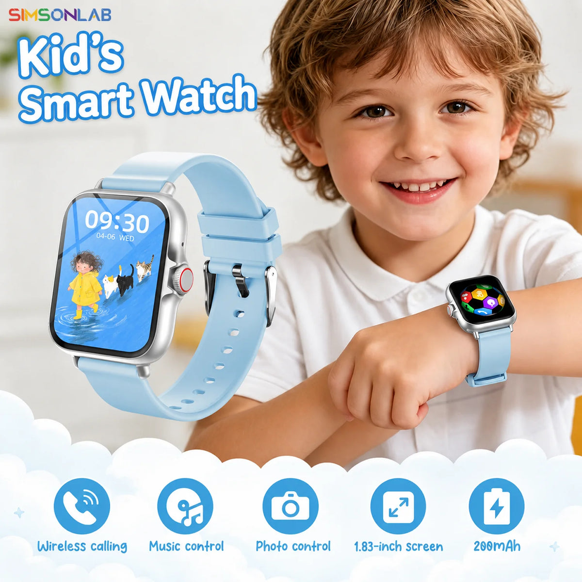 Children's Smartwatch 1.83'' inch HD Display Photo Album Watch Faces Educational Fun Games Alarm Reminders Boys and Girls Gifts Vue