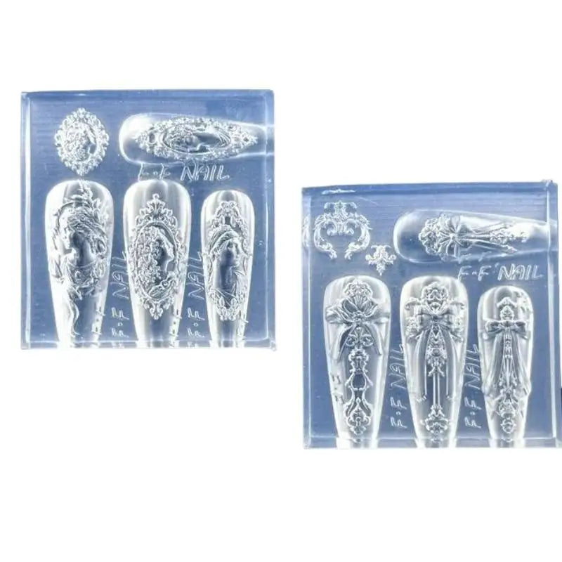 European Style Photo Frame 3D Silicone Nail Mold DIY Bow Design Transparent Manicure Template Nail Art Decoration Tool Vue