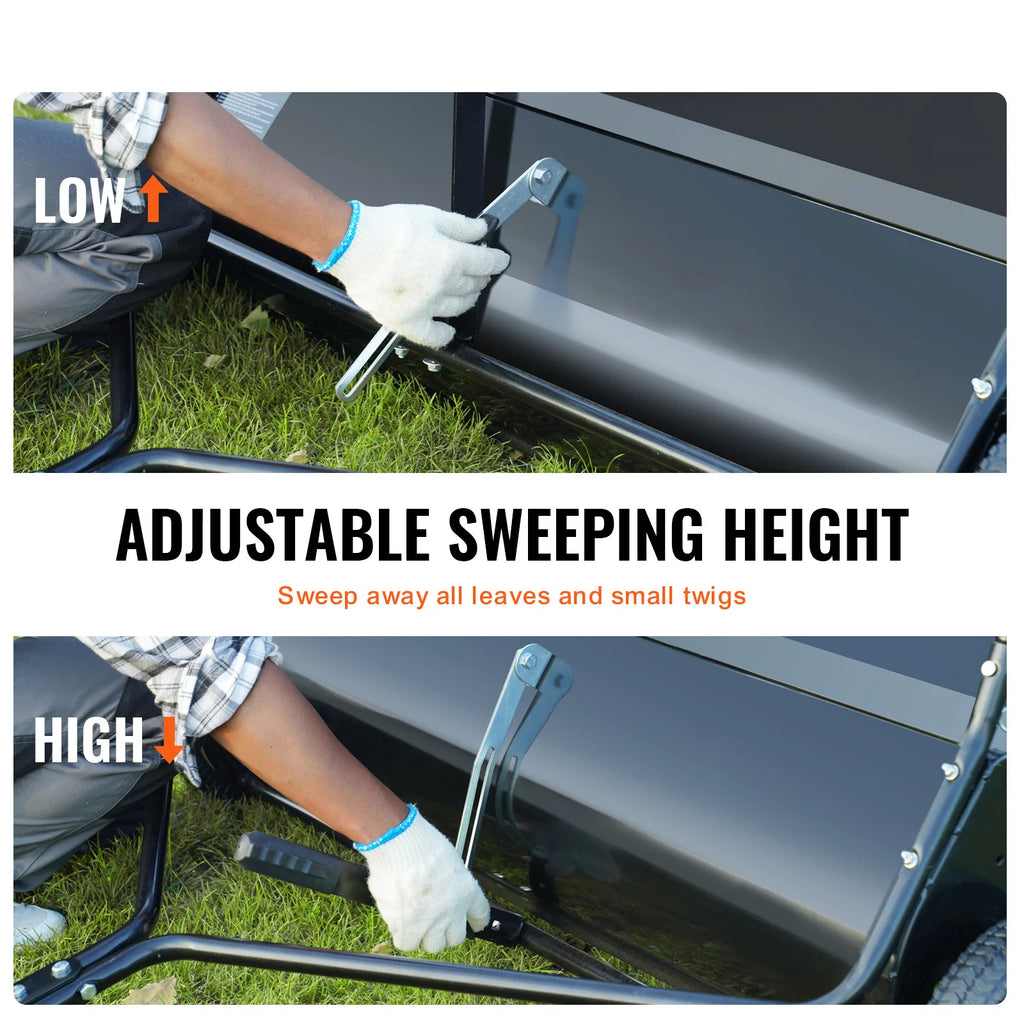 SucceBuy Tow-Behind Lawn Sweeper 21–50in | Heavy Duty Leaf Collector Tow-Behind Lawn Sweeper Vue