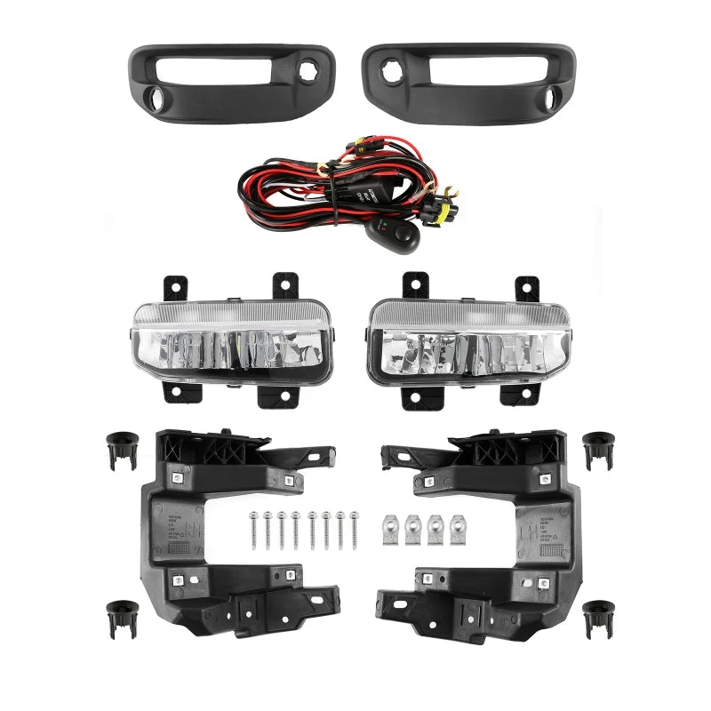 1Pair Car Front Bumper Driving Lamps LED Fog Light Assembly For Dodge Ram 1500 2019-2022 Vue clear shell