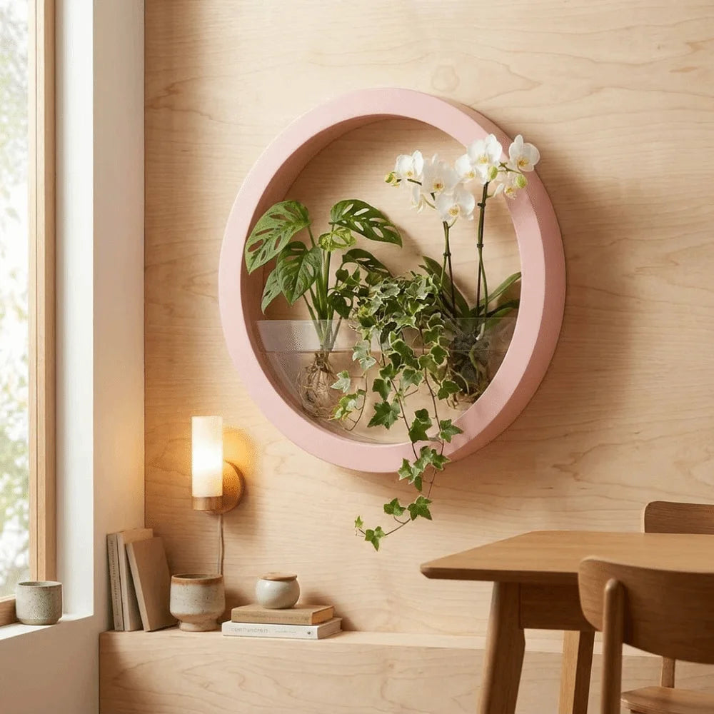 Planter Pot Round Wall-mounted Flowerpot Plastic Space Saving Plant Container Drill-Free Small Fish Tank Room Decoration Vue