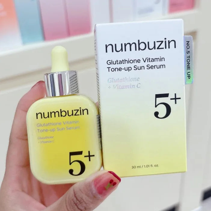 Numbuzin No.5+ Glutathione Vitamin Tone-up Sun Serum Brightening Even Skin Tone SPF50+ PA++++ Korean Nicotinamide Brand Serum Vue