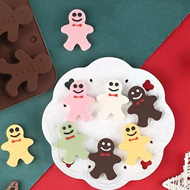 6-Cavity Gingerbread Man Silicone Mold for Christmas Chocolate, Suitable for Chocolate, Muffins, Candy, Cupcakes, and Baking Vue
