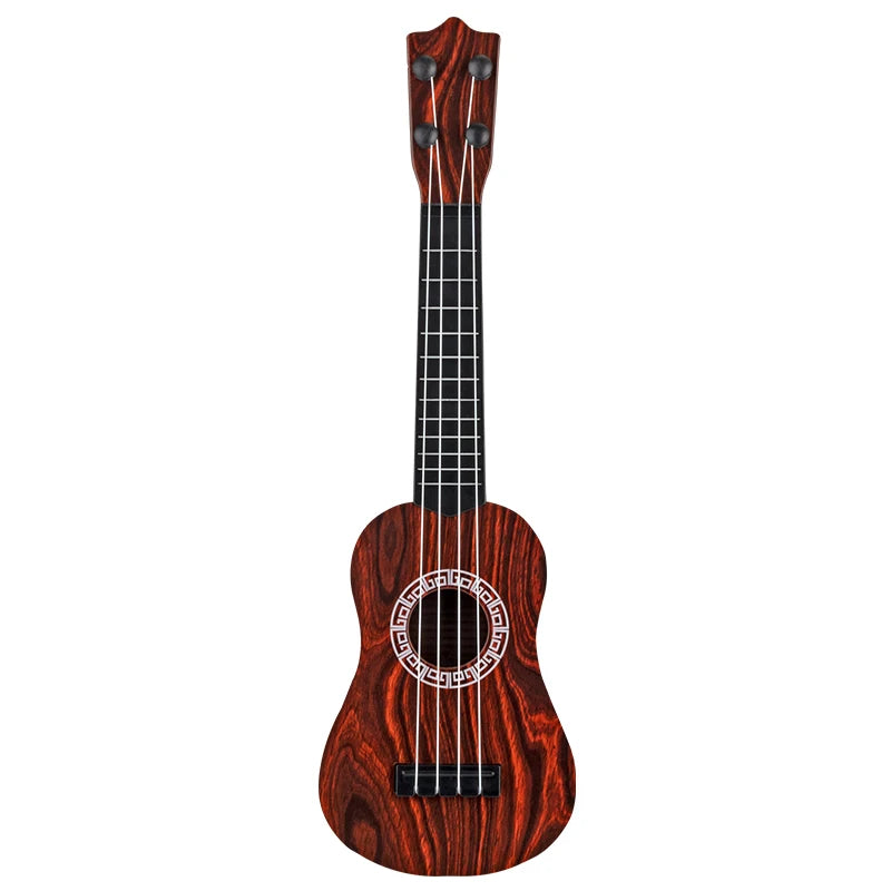 Toy Ukulele Classical Guitar Musical Instrument, Kids Play Early Educational Learning, Adjustable Atrings with Paddles 2 Colors Vue Burgundy