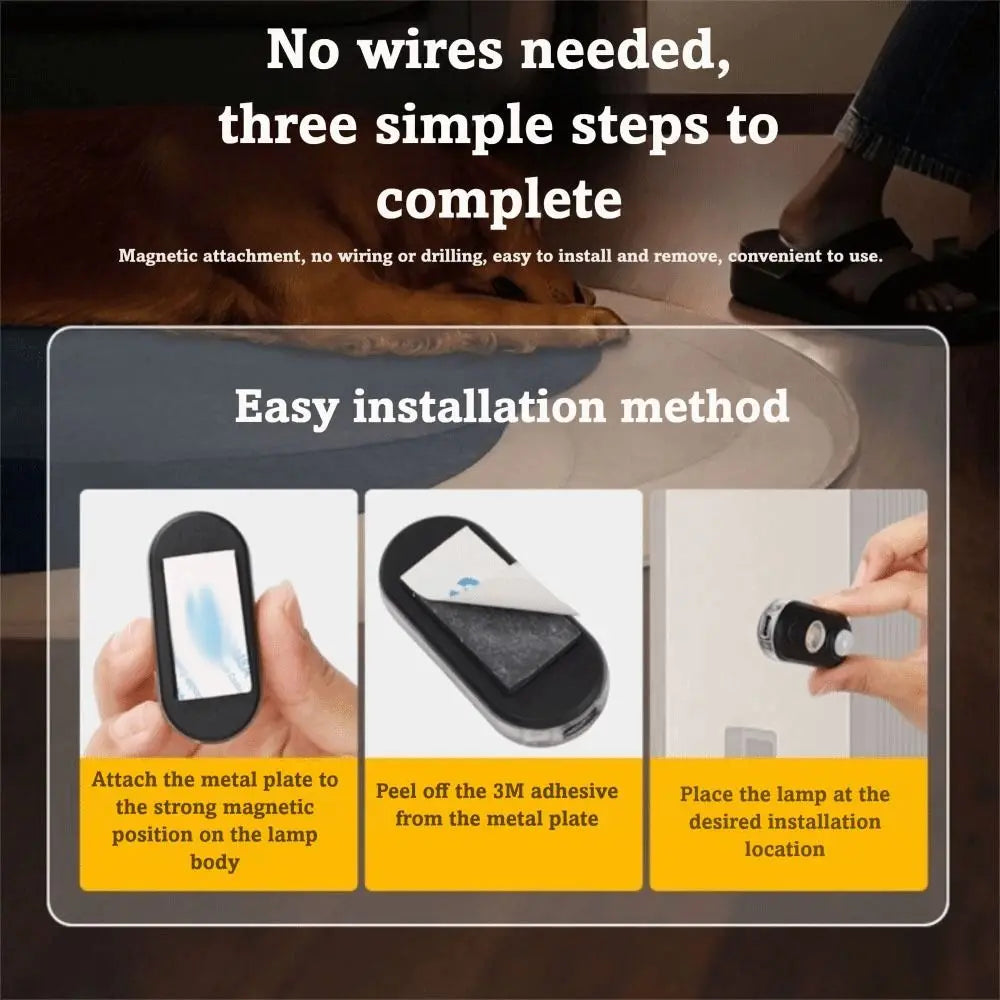 Type-c Motion Sensor Night Light Energy-Saving Auto Brightness Rechargeable Night Light Magnetic Attraction Wireless Vue