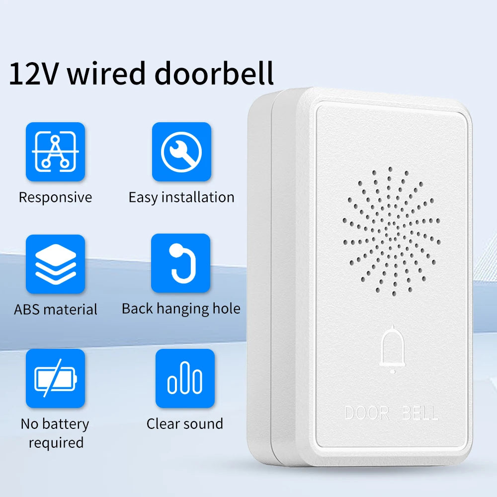 4Wire Wired Doorbell DC12V Access Control Door Bell Electronic Dingdong Ringtone Ring Buzzer Home Security Access Control System Vue