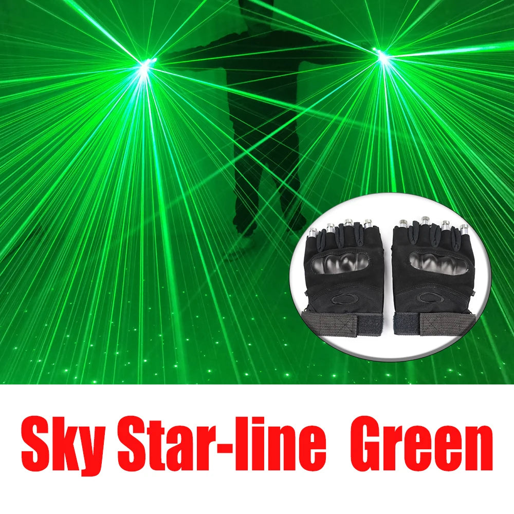 Color Red Green Blue Multi Line Laser Gloves LED Colorful Luminous Gloves for Party Stage Performance Clothing Vue Sky Star Green A pair of gloves