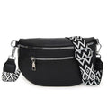 Glam Everyday Crossbody Chest Bag Solid Black Leather Fanny Decor