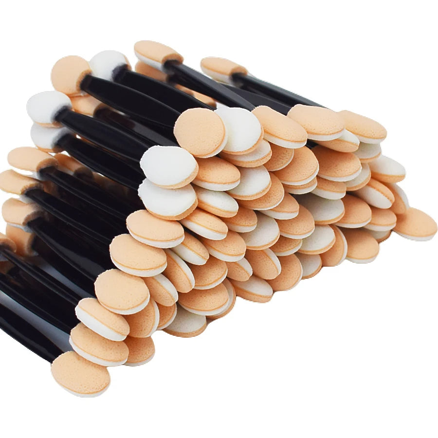 50/100Pcs/ Bag Small Portable Eyeshadow Applicators In Bulk Double Sponge Eye Shadow Brush Makeup Mini Tools Wholesale Vue 50pcs-YYS
