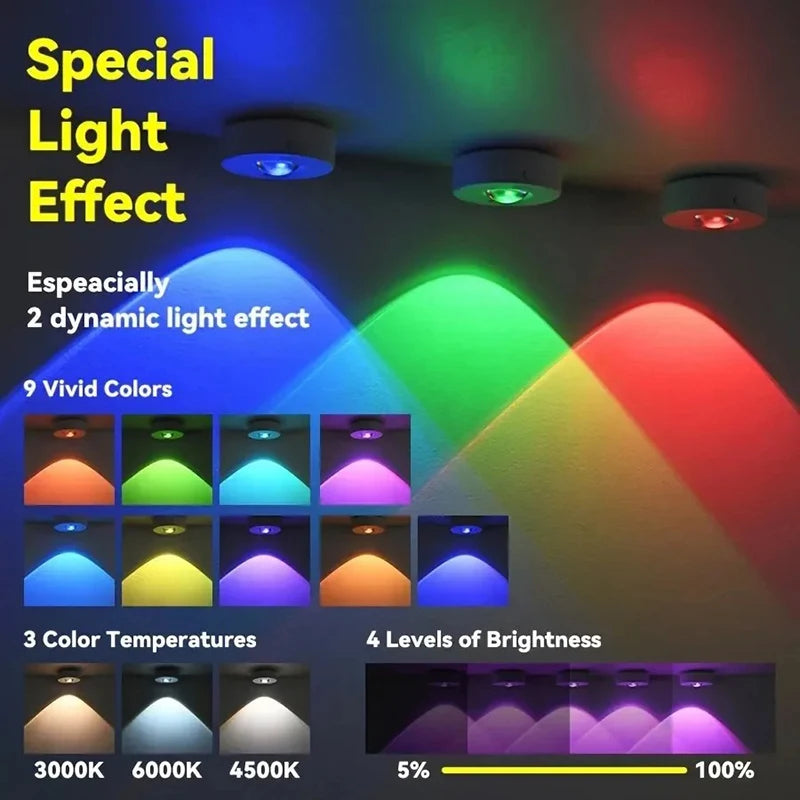 LED Night Lights RGB Wireless Cabinet Lamp 12 Color USB Rechargeable Remote Control For Room Bedside Wardrobe Cabinet Lighting Vue