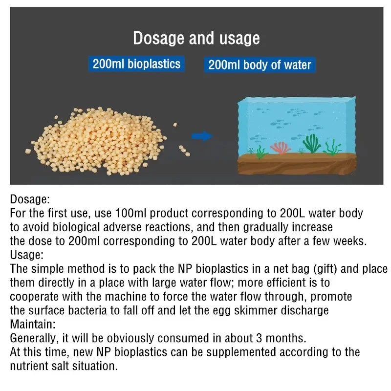 200ML Two Little Fishes Aquarium NPX Bioplastics Polymer BioPellets Filter Media Nitrate Phosphate Treatment Bio Reactor Filtro Vue