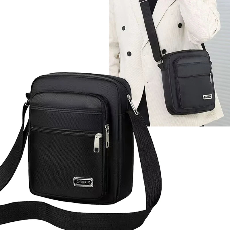 Neutral Shoulder Bag Men Women Multiple Pockets Made Nylon Material