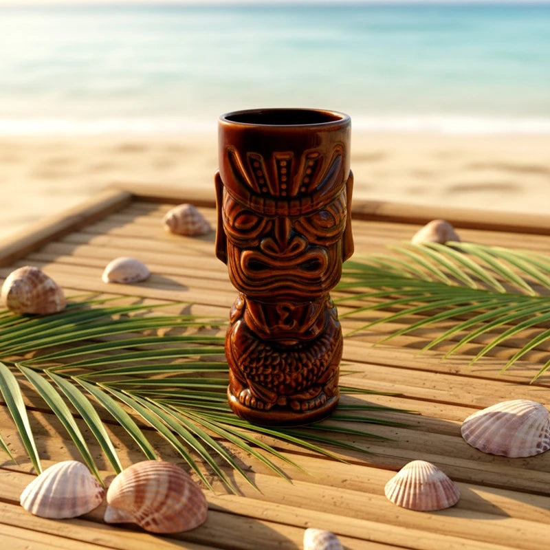 Hawaiian Ceramic Tiki Cocktail Mug coffee mug Hand Painted Cup Perfect Bar Party Tropical Gift For Couples Women Birthday Vue
