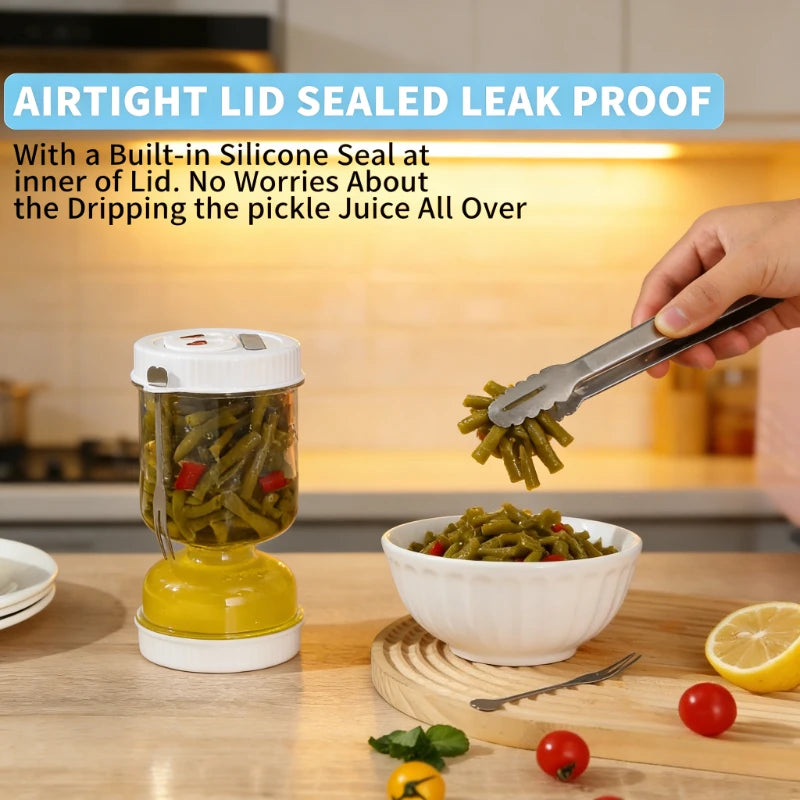 Pickles Jar with Lids Strainer Olives Hourglass Jug Food Storage Kimchi Container Jalapenos Fermentation Kitchen Separator Vue
