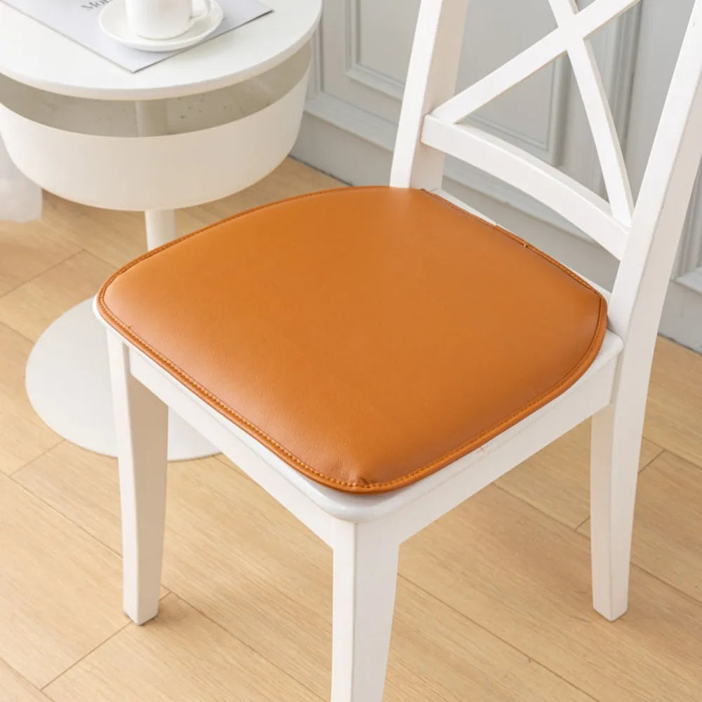 Waterproof D-Shape PU Leather Seat Cushion Dirt-resistant Thickened Table Chair Mat Non-slip Solid Color Dining Chair Cushion Vue