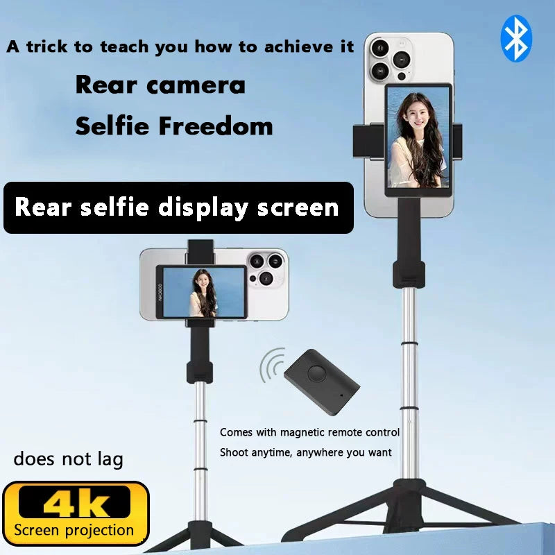 Magnetic Screen Projector Hands-free Selfie Monitoring Screen with Magnetic Phone Holder for Vlog Live Stream Remote Control Vue