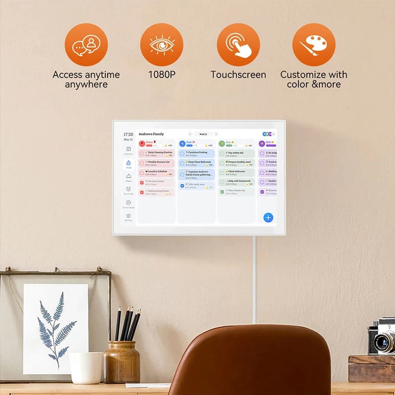 10.1 Inch Digital Calendar Planner IPS HD Smart Touchscreen for Family WiFi Interactive Display Wall Planner Electronic Calendar Vue