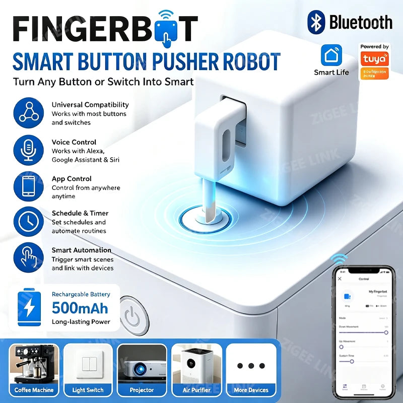 Battery Automatic Fingerbot Button Pusher BluetoothTiming Robot Finger For Wall Switches Water Boiler Household Device Buttons Vue