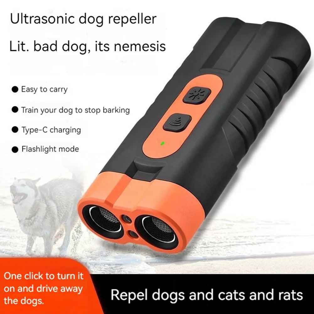 Ultrasonic Dog Bark Deterrent Device with LED Flashlight Ultrasonic Bark Deterrent Vue