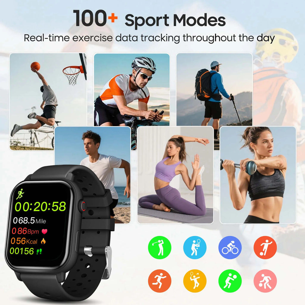 New Fashion Smartwatch with 1.83 inch Screen Wireless Call Music Player Message Push Flashlight Smart Voice for Men Women Gift Vue
