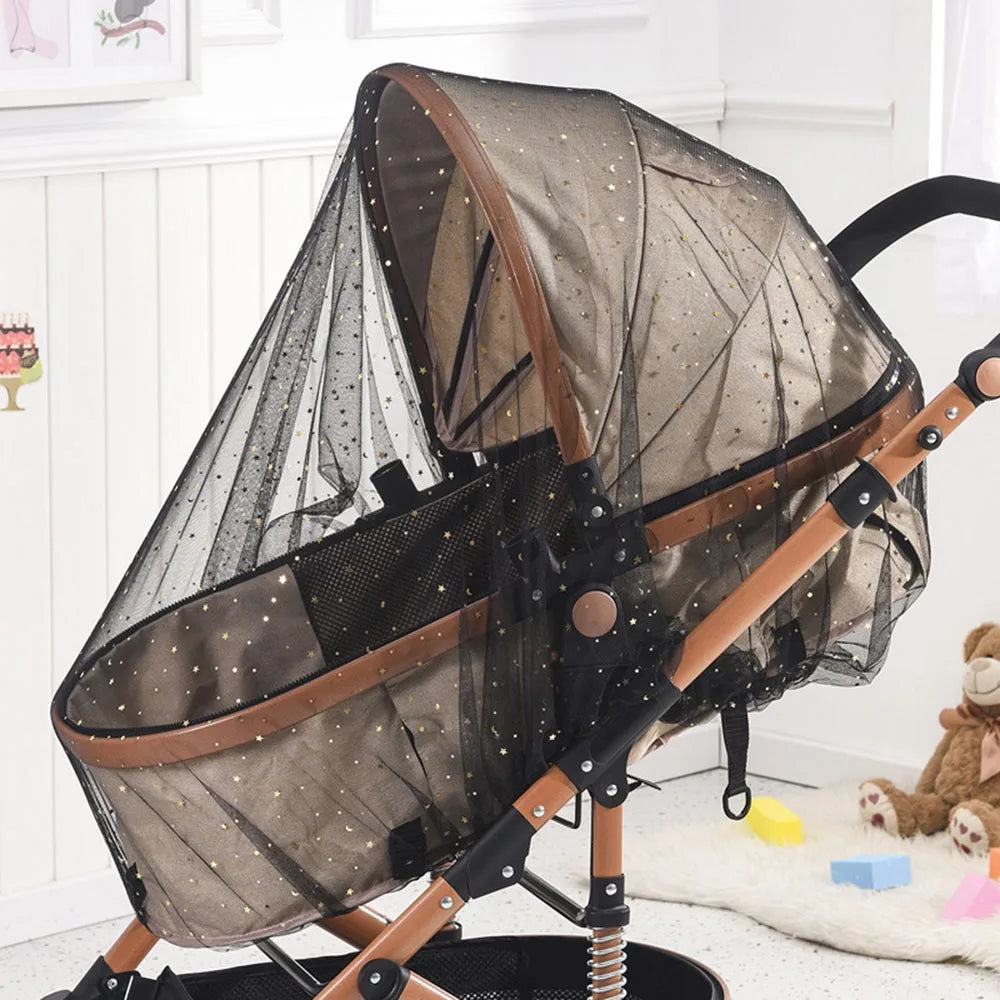Fully Covered Baby Cart Sunshade Mosquito Net Breathable Vue Black-Star