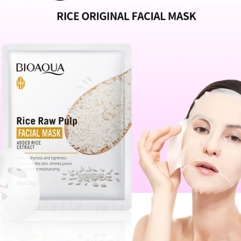 10 Pieces of Rice Puree Facial Mask, Moisturizing, Firming and Hydrating, Korean-Style Skin Care Mask Sheet Vue Default Title
