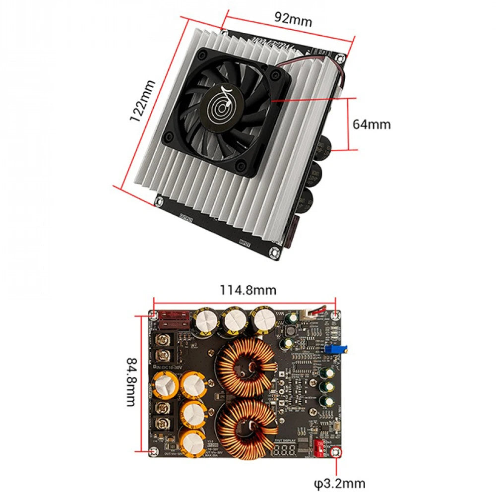 1200W 50A High-current Non-isolation Boost Power Supply Module Dual-inductor Audio Power Amplifier Dedicated Power Supply Board Vue