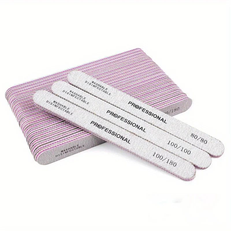 Nail Art Gel Acrylic Tips Files For Pedicure Manicure Care Sanding Buffers Gray Straight Nail File 80/100/180/240 Vue