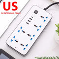 Multi Ports Power Socket Universal Plug EU US UK Power Strip Charger With Extension Cable Type C USB Charger Electrical Socket Vue White US