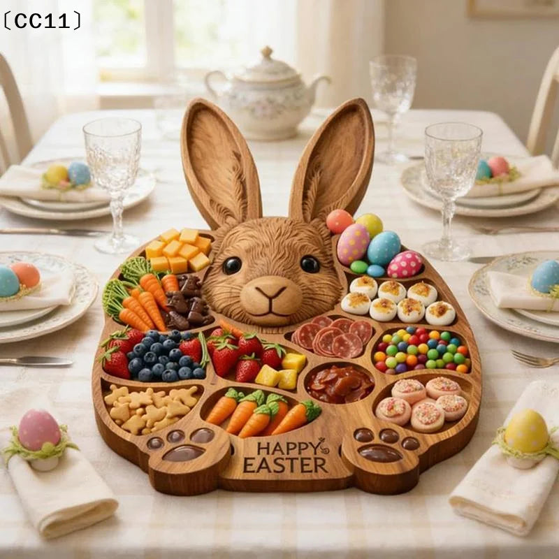 2026 Easter Bunny Wooden Charcuterie Board, Rabbit Wooden Deli Board, Cute Rabbit-Shaped Serving Tray With Compartments〔CC11〕 Vue