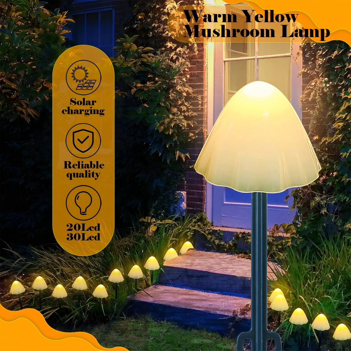 Solar Mushroom Lights 20LED Outdoor, 8 Lighting Modes, IPX4 Waterproof,Garden Decor for Yard, Walkway, Easter Party Vue