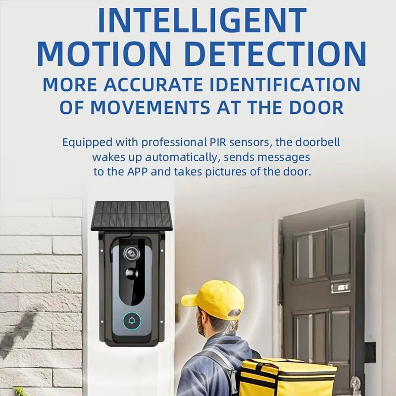 Tuya Doorbell with Solar Rain Cover Camera Wireless Video Doorbell Wifi PIR Human Body Sensing Outdoor Door Bell Video Intercom Vue