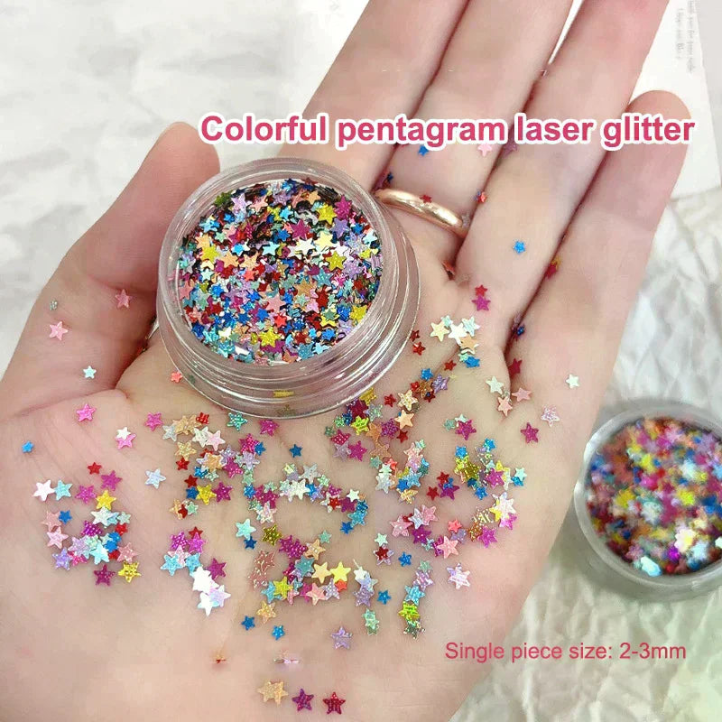 1 Box Sparkle Nail Art Glitter Sequins Mixed Star Shaped Nail Sequins Paillette Flakes For Nail Art 3D Decals Accessories Vue