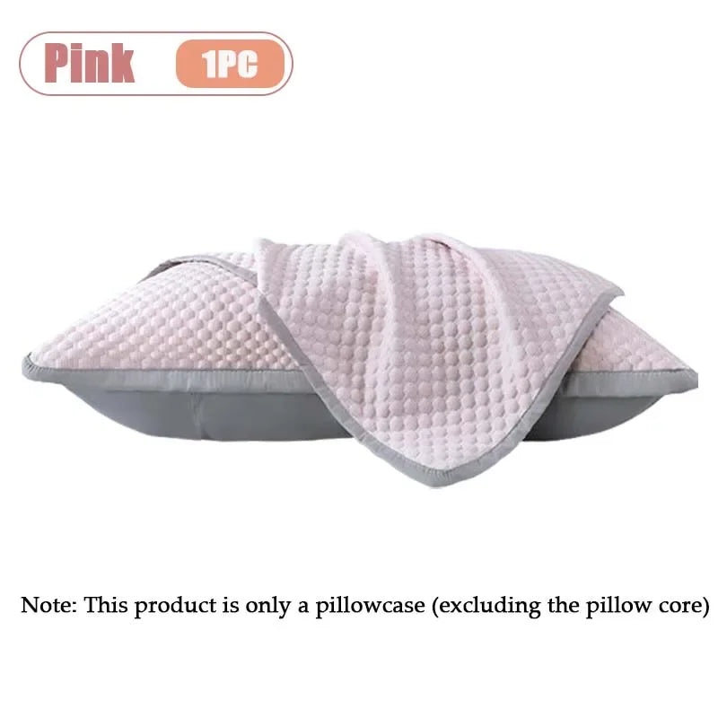 1-5PCS Summer Cooling Pillow Cover Ice Silk Material with Breathable Soft Smooth Washable for Hot Sleepers Home Vue Pink-1PC