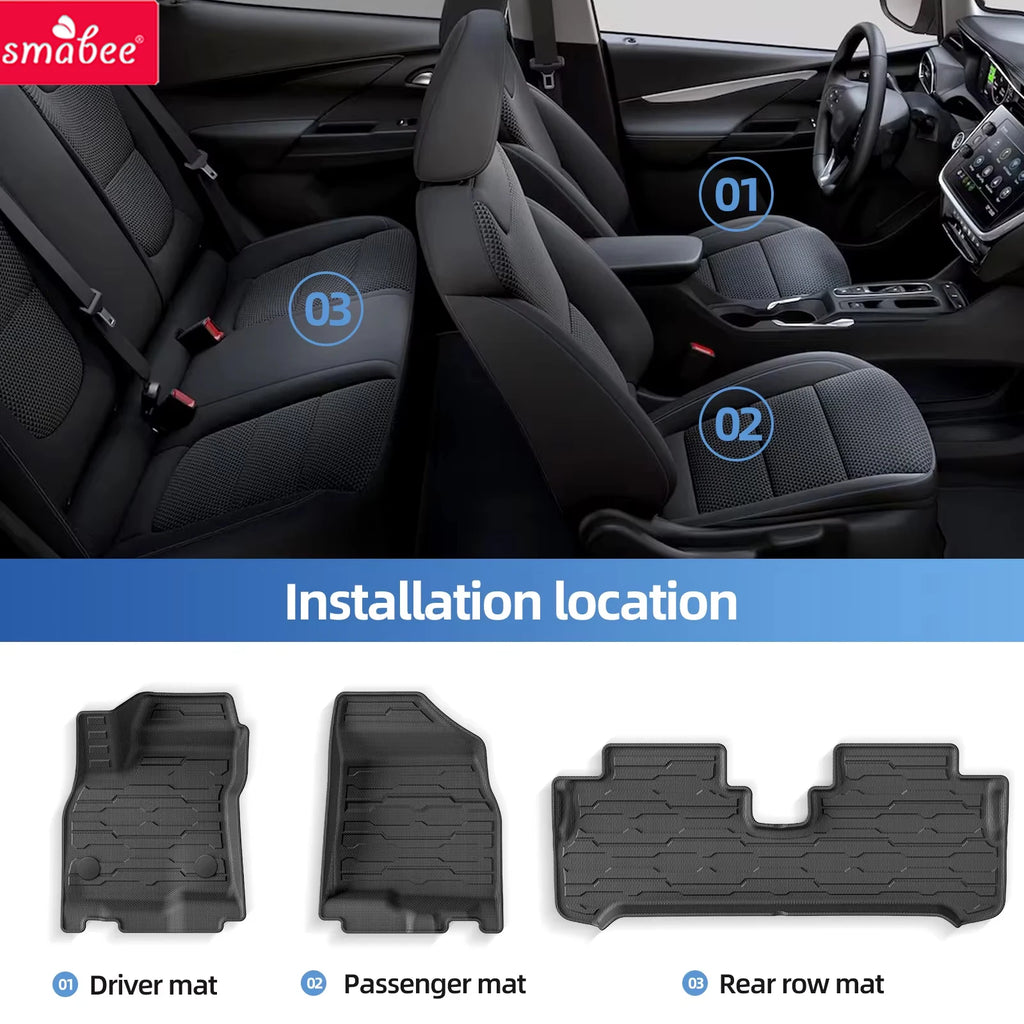 Smabee Left Drive for Chevrolet Chevy Bolt EV 2022 2023 2024 Car All-weather Floor Mats Cargo Liner Trunk Pad TPE Accessories Vue