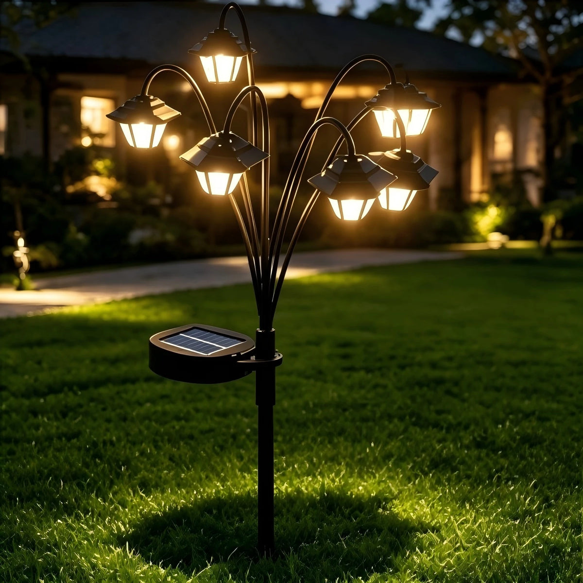 Vintage Multi-head Solar Garden Lights Waterproof LED Solar Stake Lantern Light for Patio Lawn Path Backyard Holiday Decor Vue