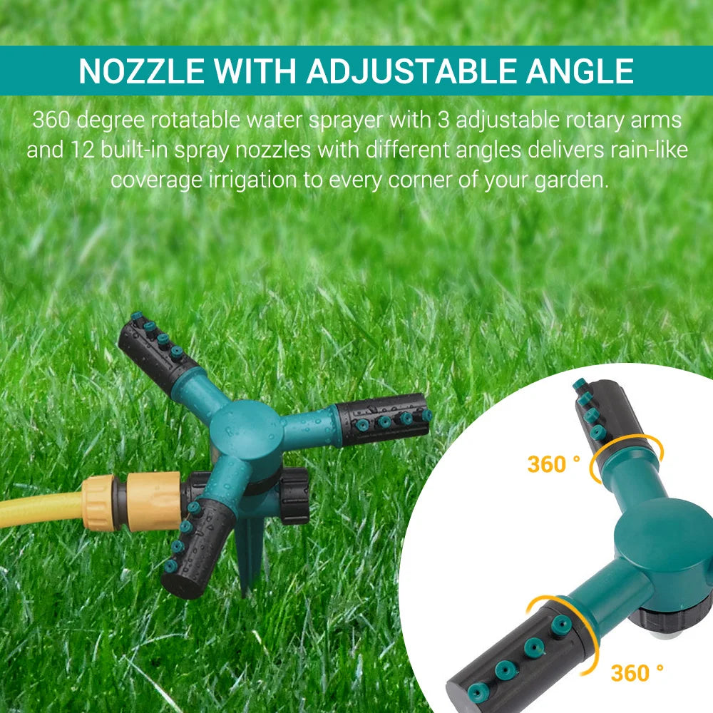 360 Degree Rotating Sprinkler with Three-arm Sprayer and Plastic Ground Plug Irrigation Sprinkler with Adjustable Nozzle Automat Vue